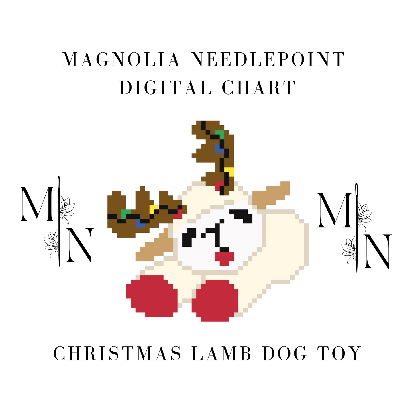 Christmas Lamb Dog Toy Digital Download Needlepoint Chart
