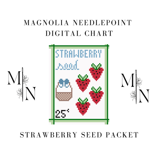 Strawberry Seed Packet Digital Download Needlepoint Chart