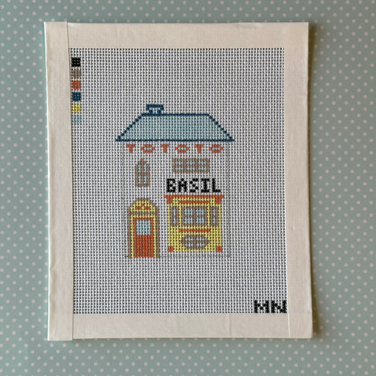 Basil Village House Hand Painted Needlepoint Canvas