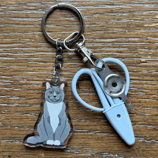 Gray & White Tuxedo Cat Notion Keychain