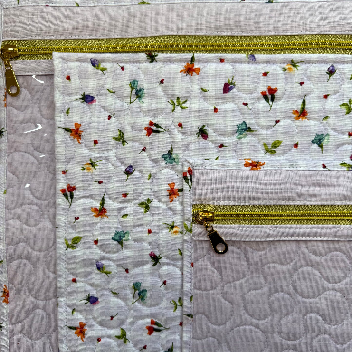 Lilac Gingham Flower Bud Project Bag