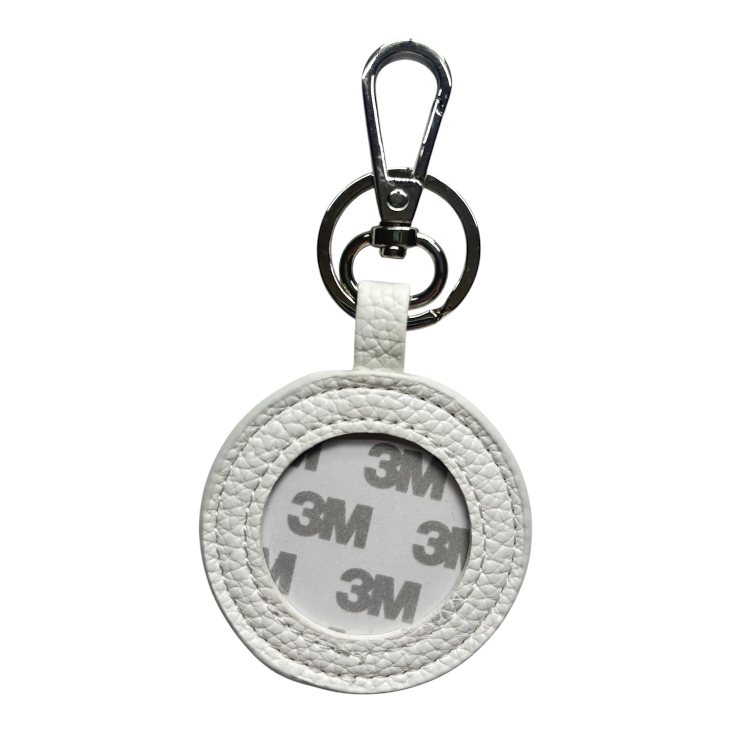 White Pebbled Self Finishing Round Key Fob