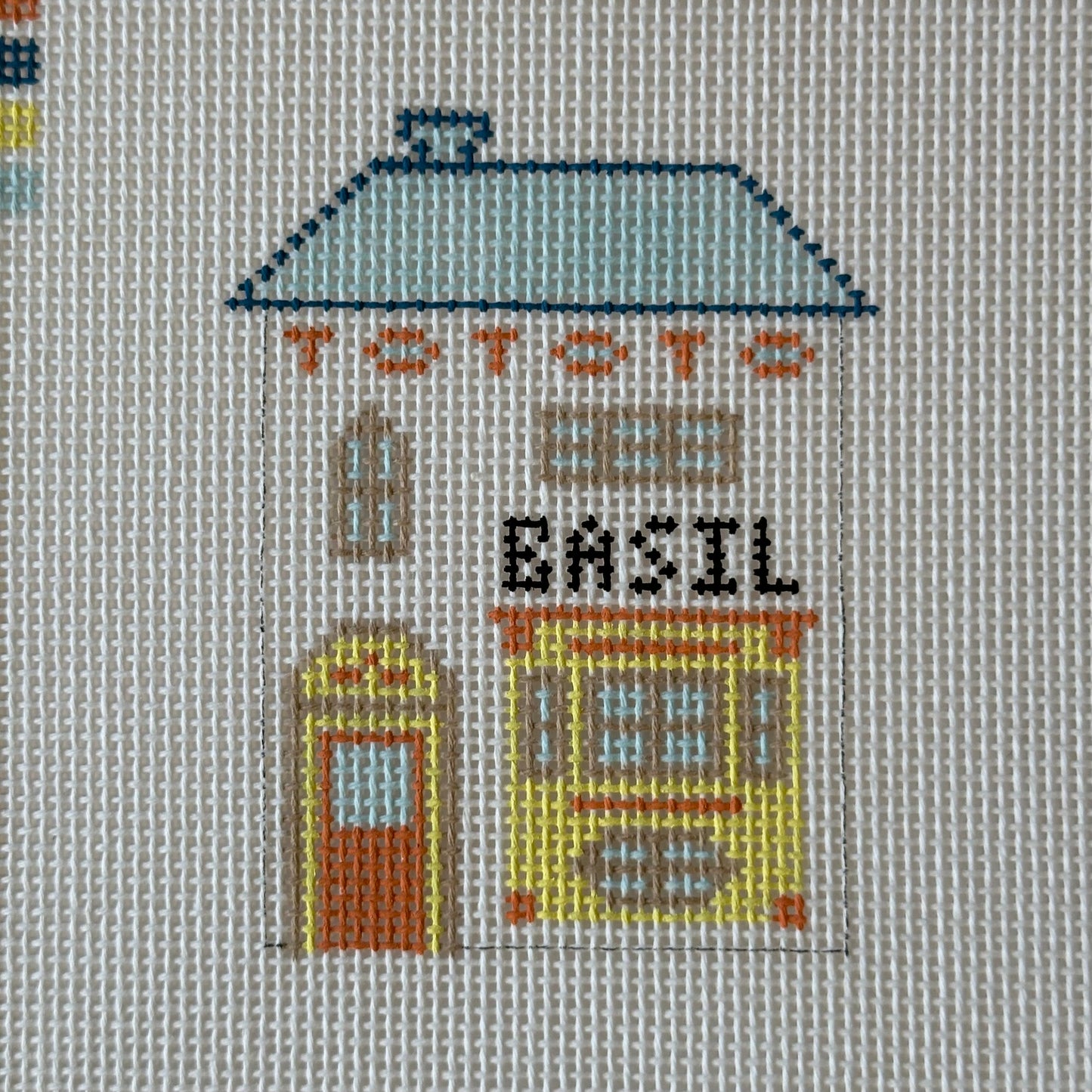 Basil Village House Hand Painted Needlepoint Canvas