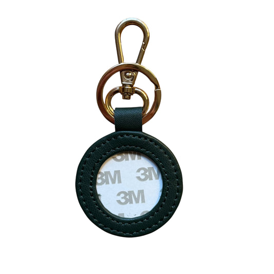 Forest Green Leather Self Finishing Round Key Fob