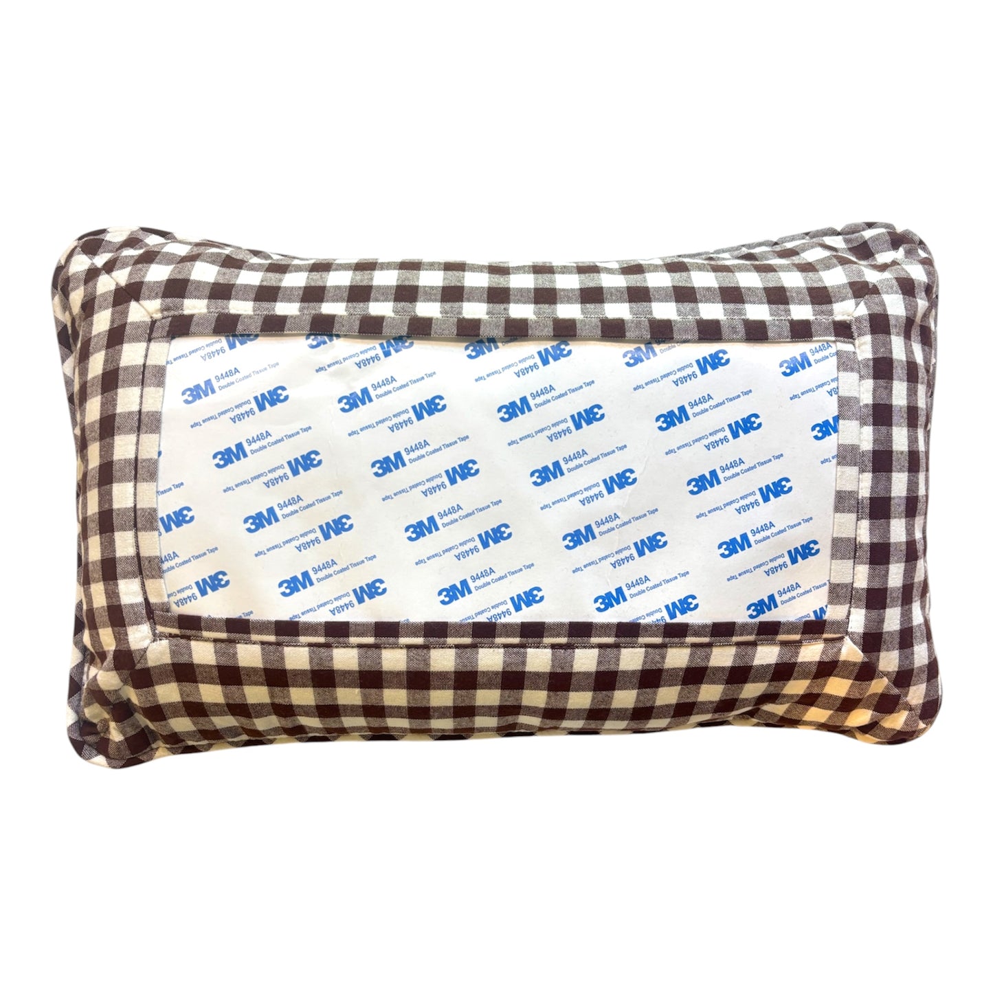 Brown Gingham Self Finishing Pillow