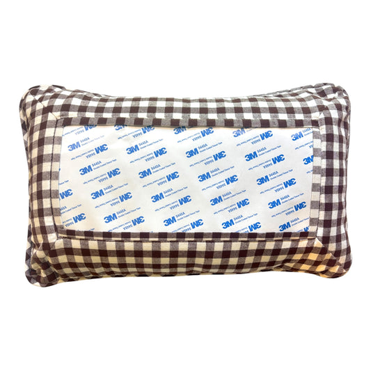 Brown Gingham Self Finishing Pillow