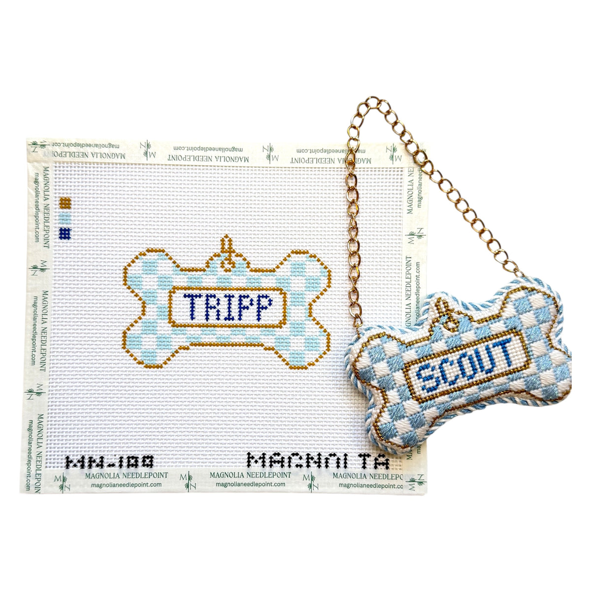 Preorder - Blue Check Dog Tag Canvas