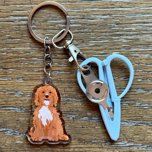 Red Cavapoo / Cockapoo / Mini Doodle Notion Keychain