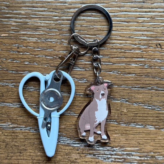 Gray & White Pit Bull Notion Keychain