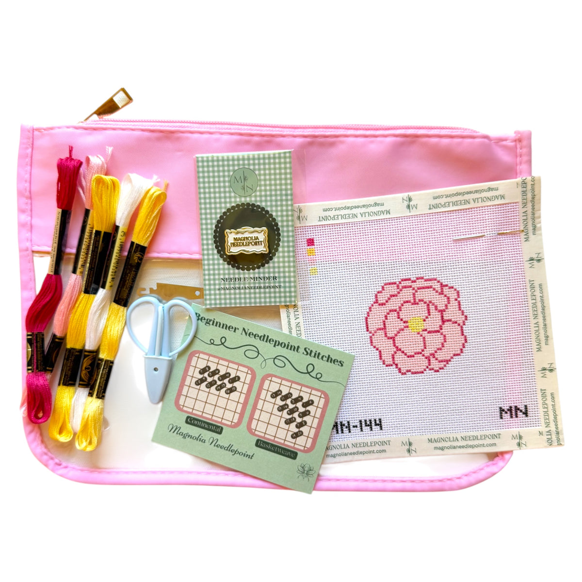 Pink Peony Flower Needlepoint Kit