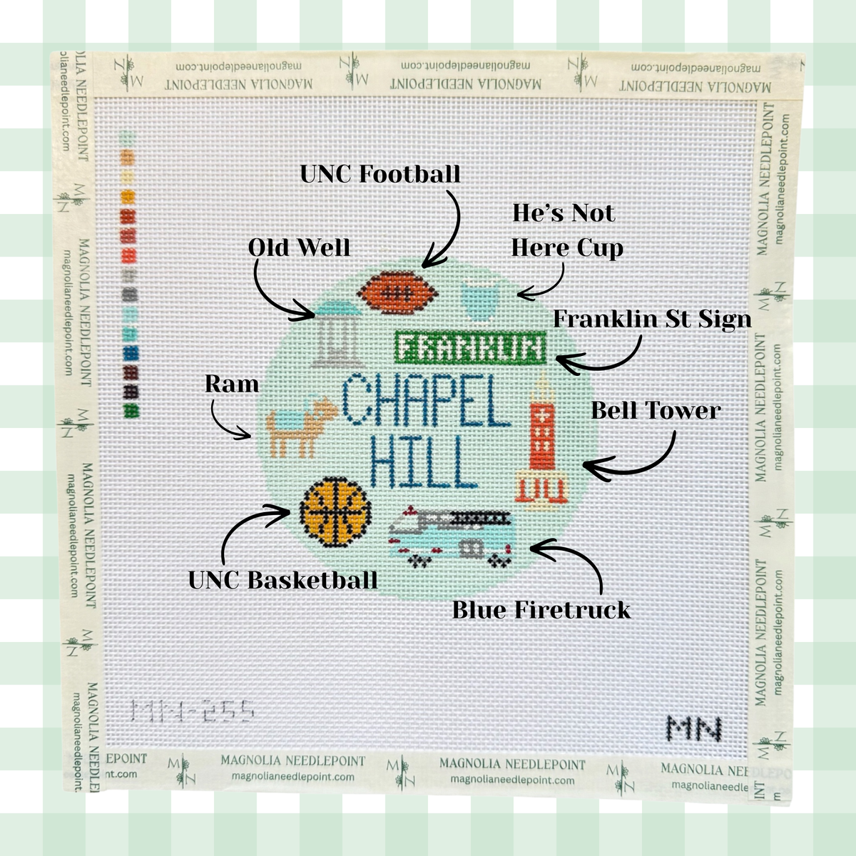 Chapel Hill NC Travel Round - Chapel Hill Needlepoint Exclusive