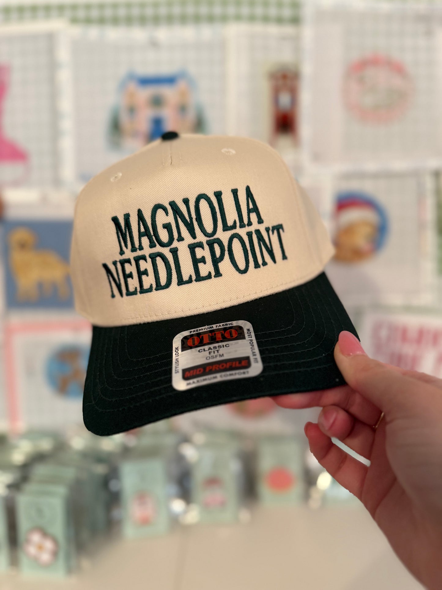 Magnolia Needlepoint Trucker Hat