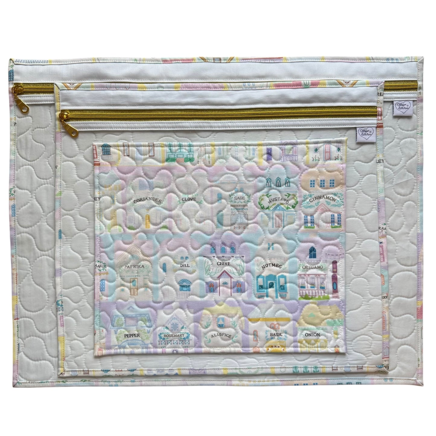 Pastel Spice Houses (Light Blue Lining) Project Bag