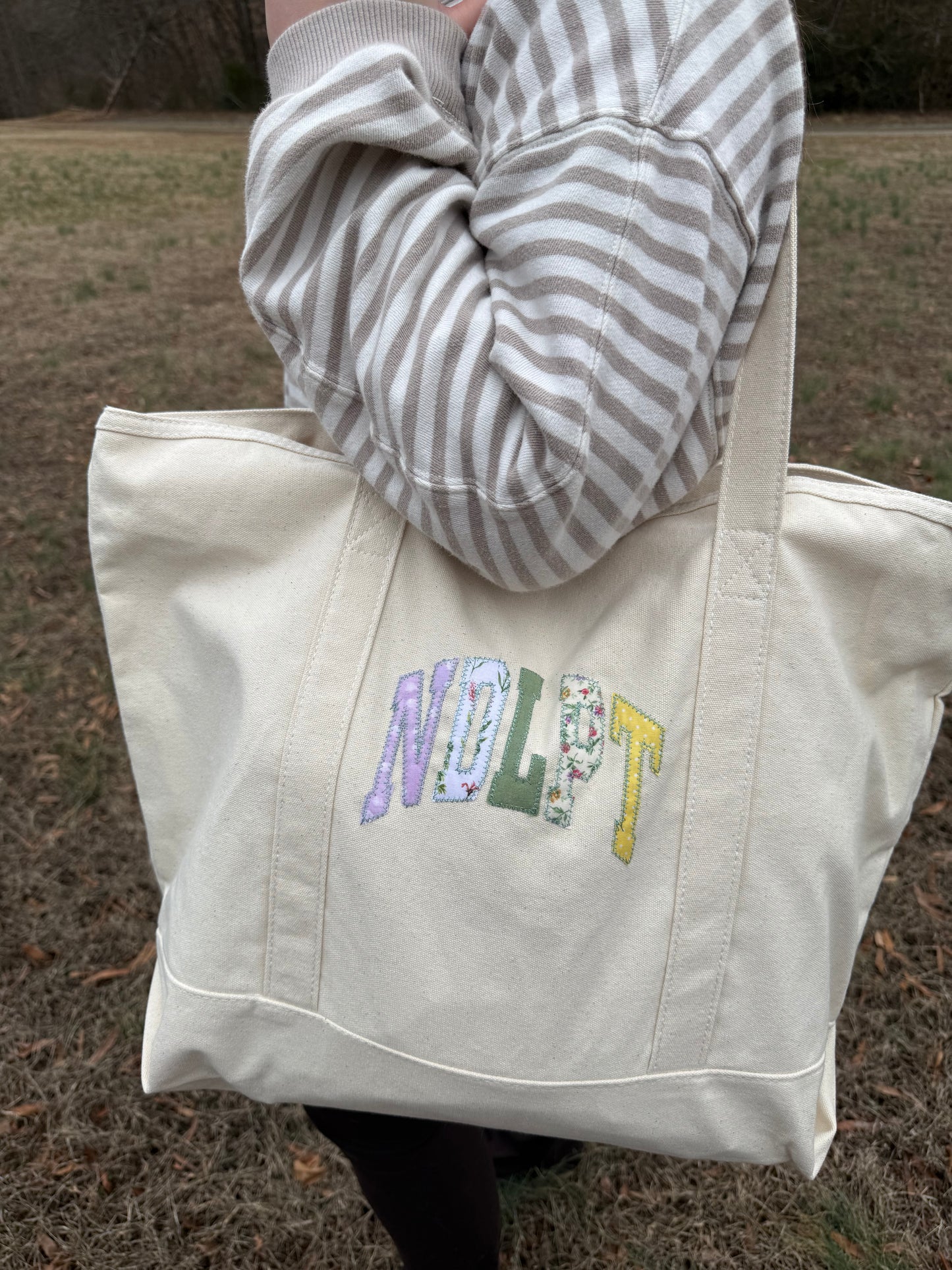 NDLPT Appliqué Zip Top Tote Bag