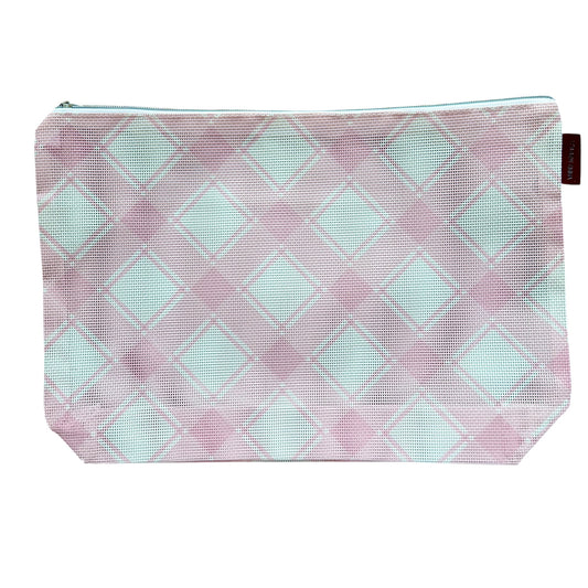 Large Pink Plaid Stitch-able Project Bag