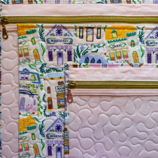Spice Village Houses (Medium Pink Lining) Project Bag