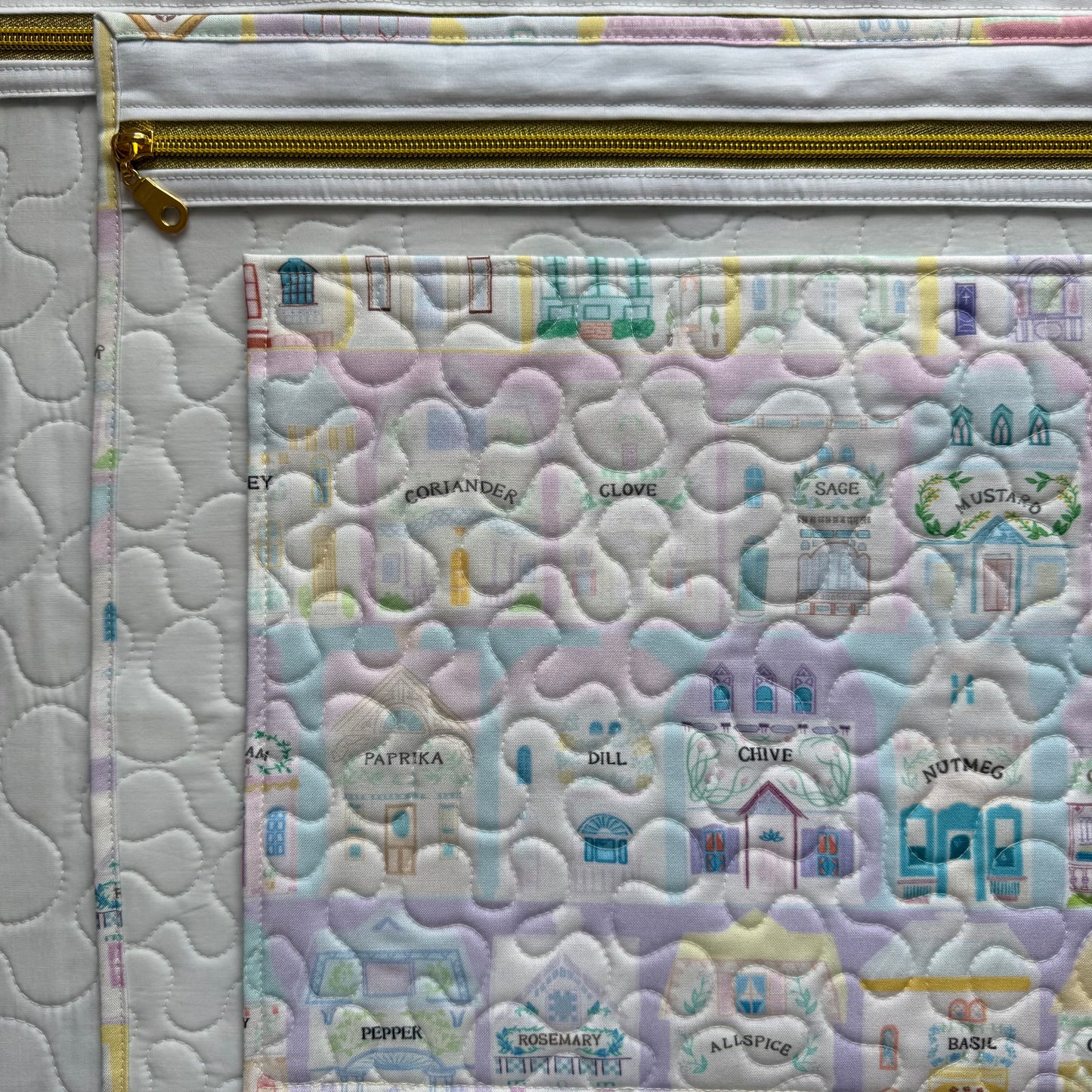 Pastel Spice Houses (Light Blue Lining) Project Bag