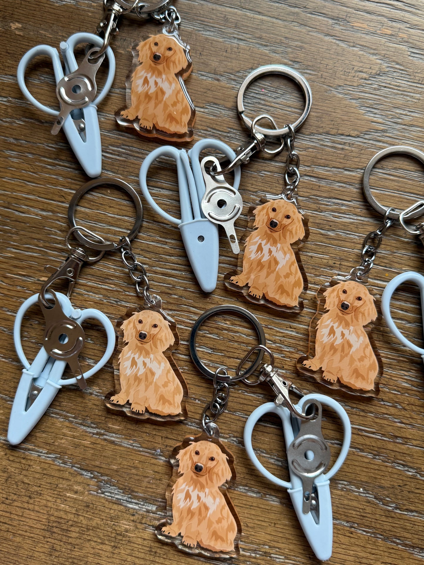 English Cream Long Haired Dachshund Notion Keychain