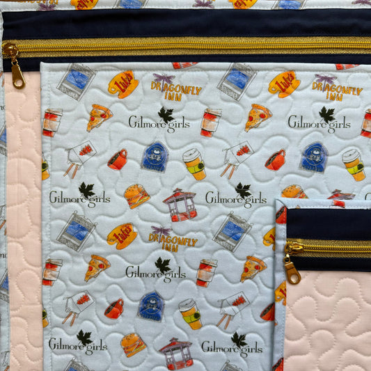 Small Town Motif Project Bag Solid Cream Lining