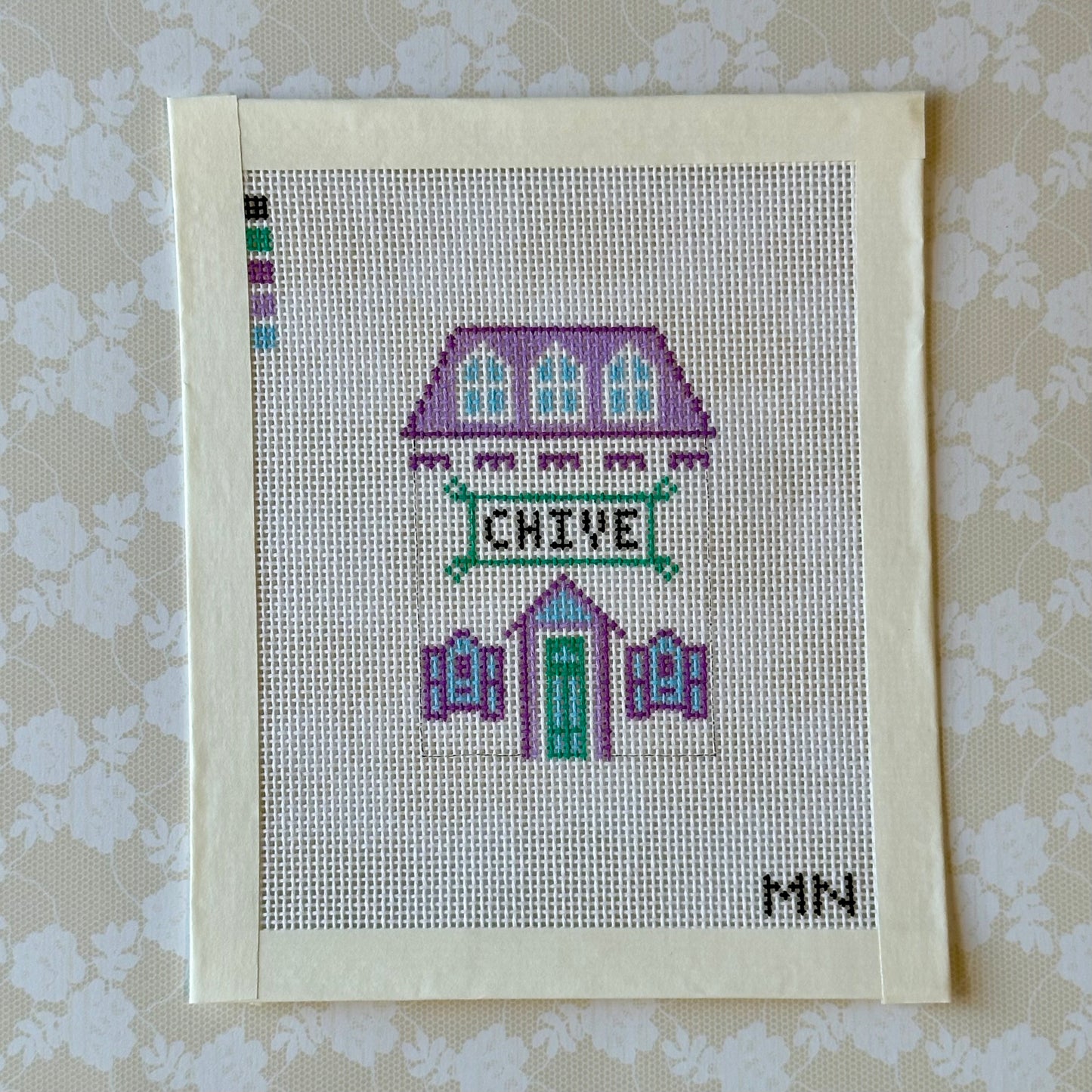 Chive Village House Hand Painted Needlepoint Canvas