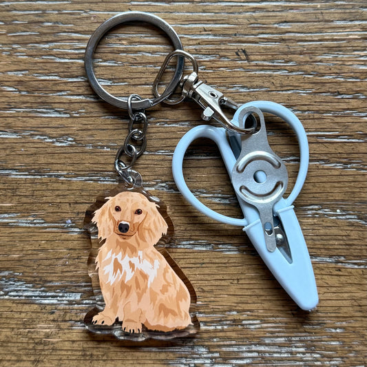 English Cream Long Haired Dachshund Notion Keychain