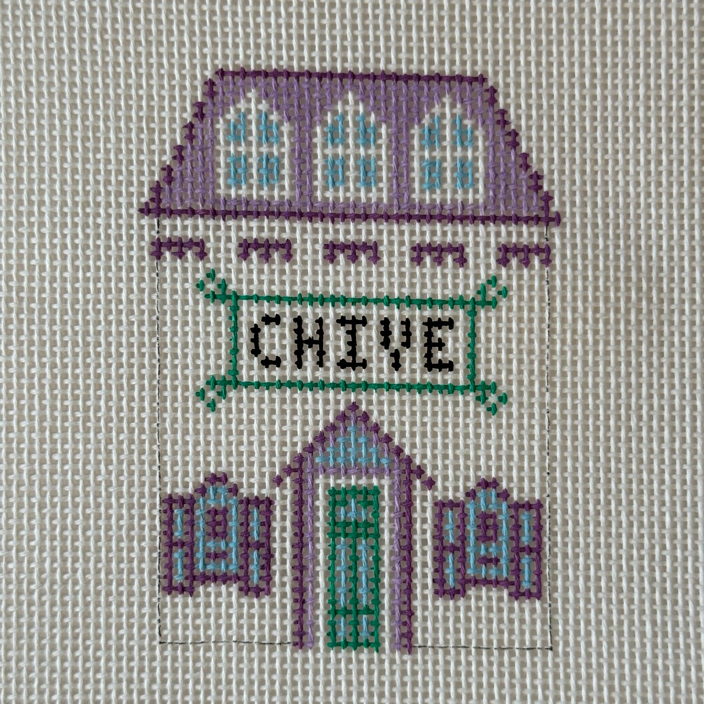 Chive Village House Hand Painted Needlepoint Canvas