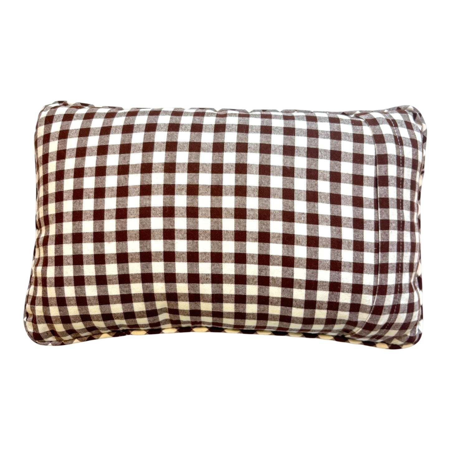 Brown Gingham Self Finishing Pillow