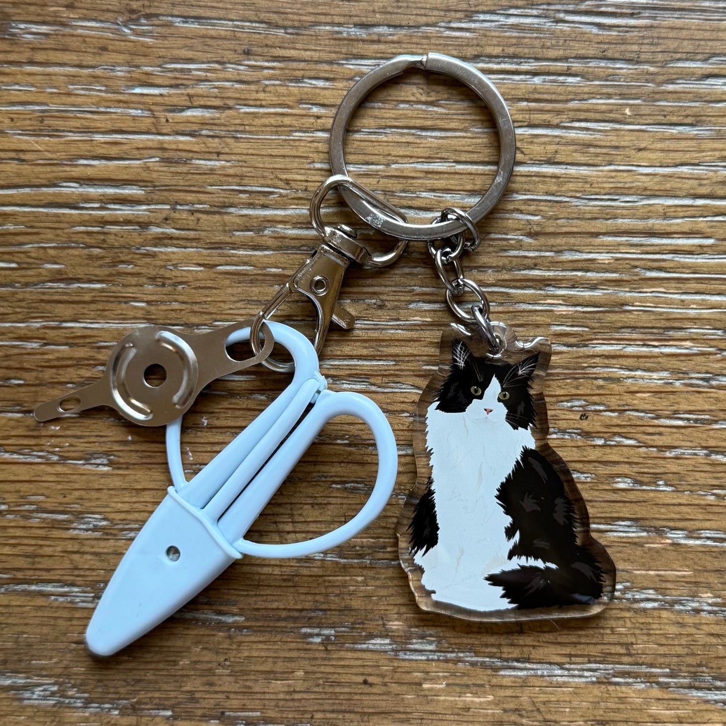 Tuxedo Long Haired Cat Notion Keychain