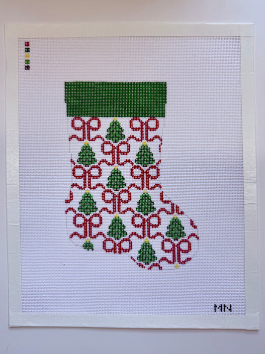 PREORDER: Red Bows & Trees Mini Stocking