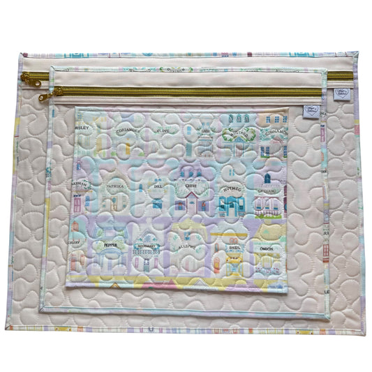 Pastel Spice Houses (Light Pink Lining) Project Bag