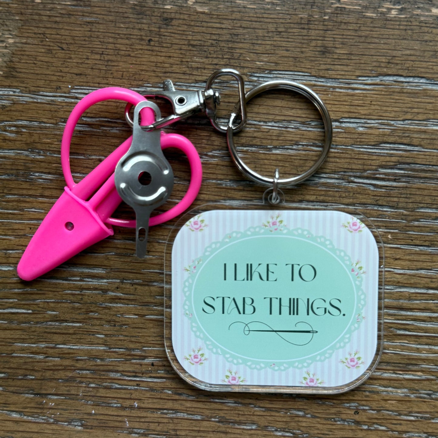 I Like To Stab Things Notion Keychain