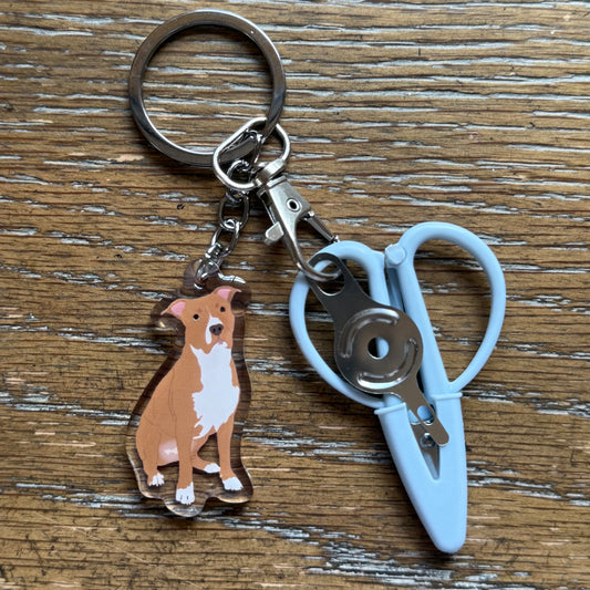 Brown & White Pit Bull Notion Keychain