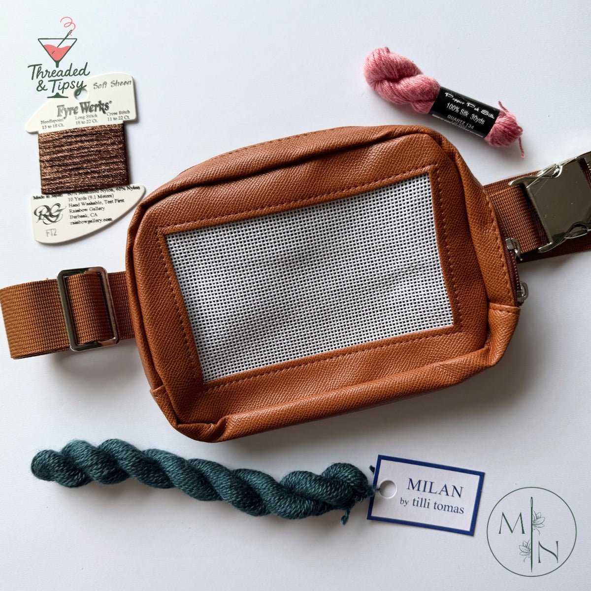 Pre-Finished Stitchable Belt Bag in Cognac