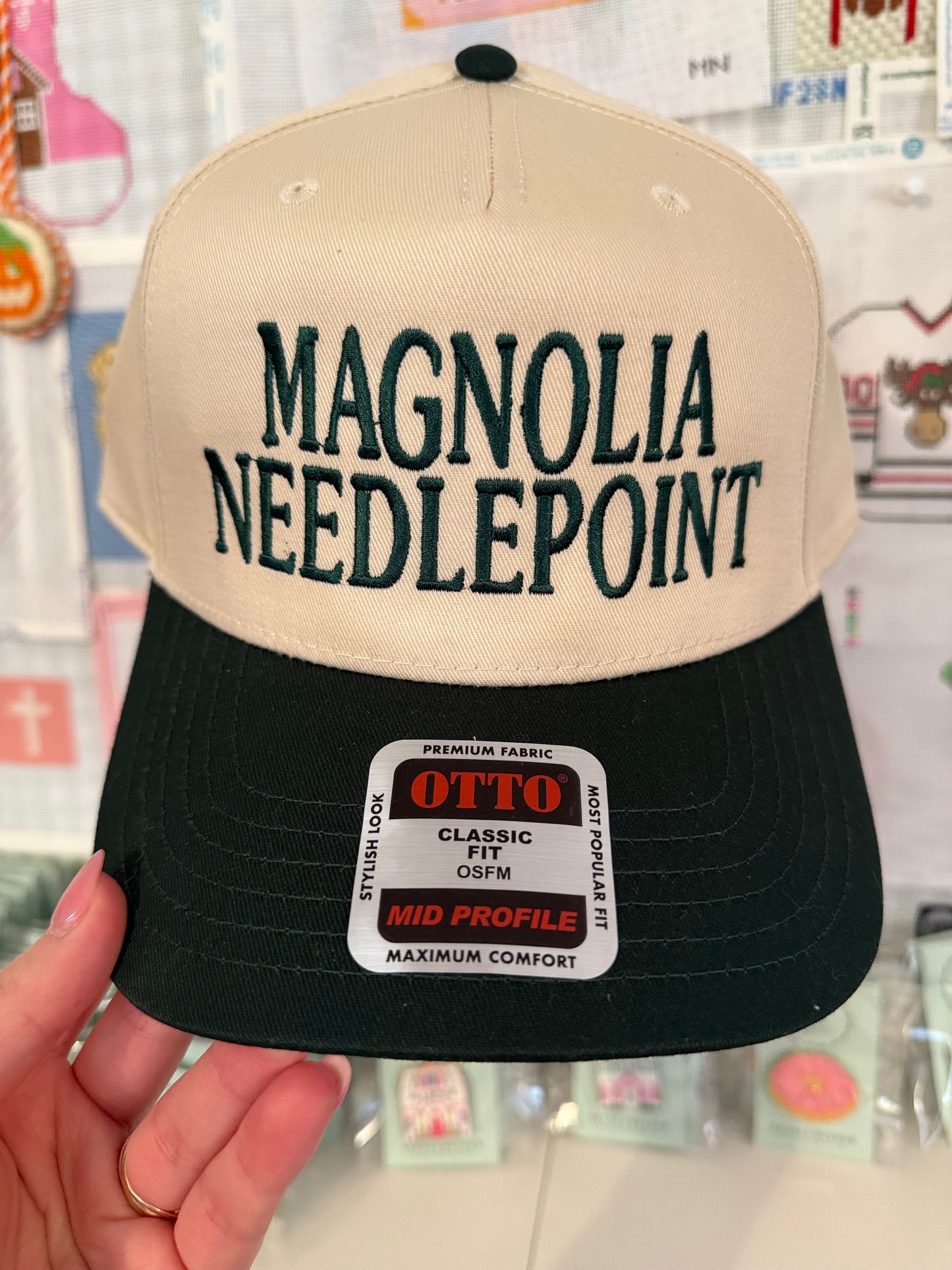 Magnolia Needlepoint Trucker Hat