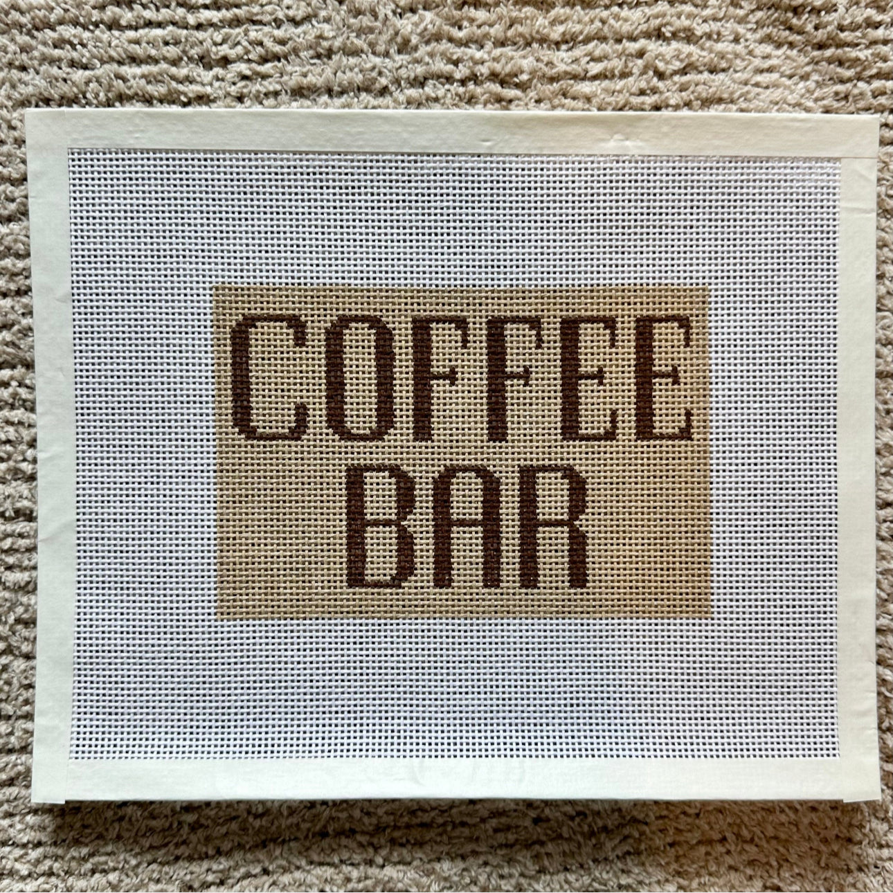 Coffee Bar Two Toned Brown Needlepoint Canvas Hand Painted on 13 Count Mesh