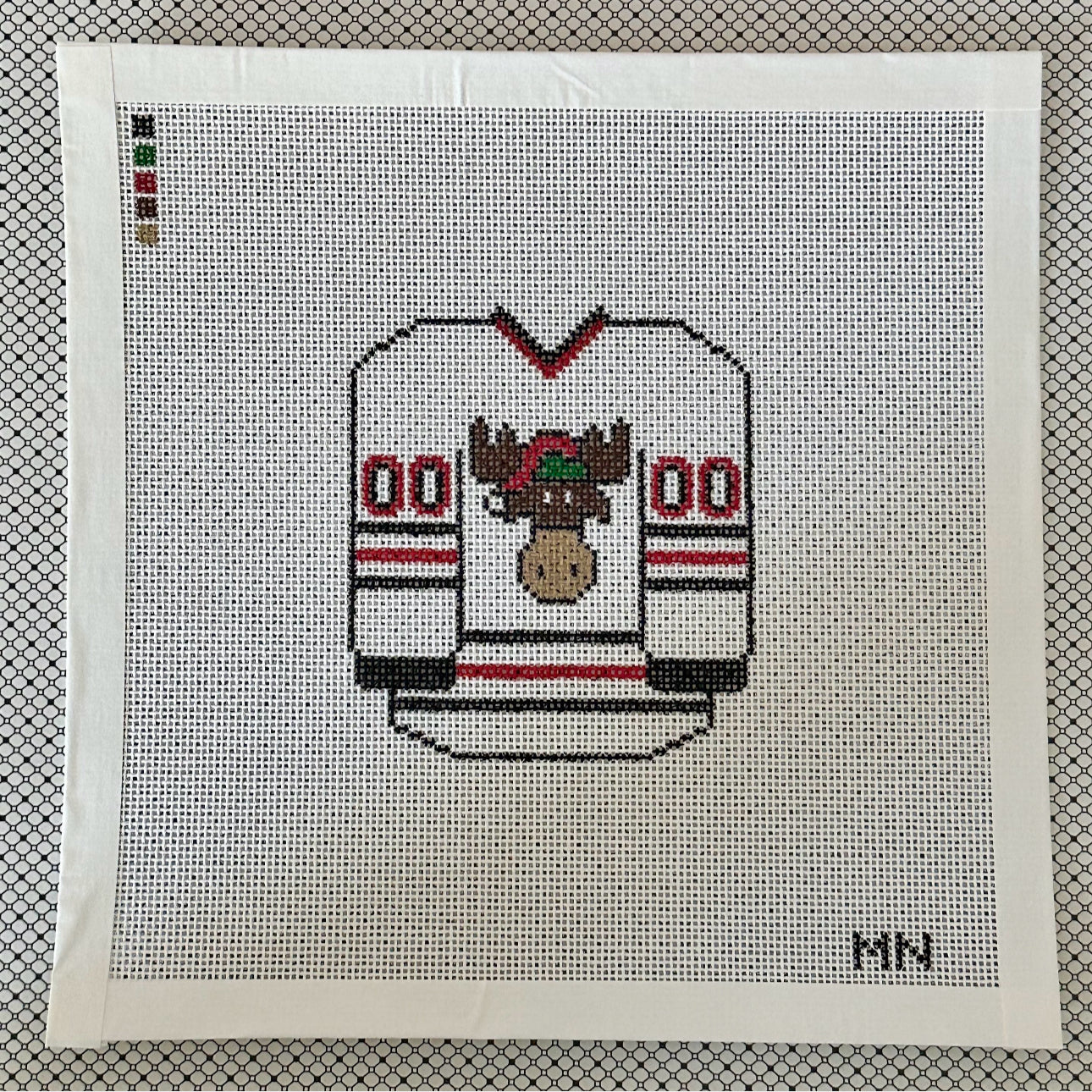 Christmas Vacation Jersey Front Needlepoint Canvas Hand Painted on 18 Count Mesh