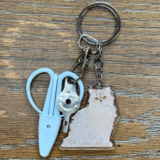 White Persian Cat Notion Keychain