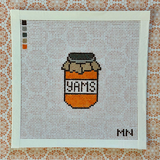 Jar of Yams Hand Painted Needlepoint Canvas on 13 Count Canvas