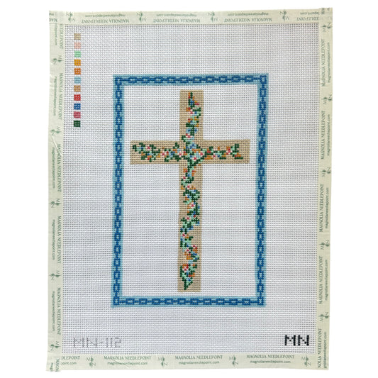 Preorder - Floral Cross Blue Chain Border