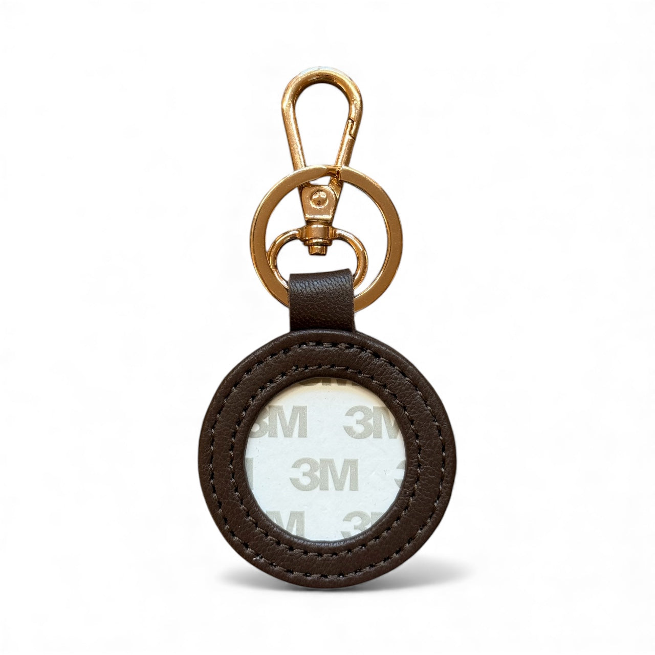 Brown Leather Self Finishing Round Key Fob