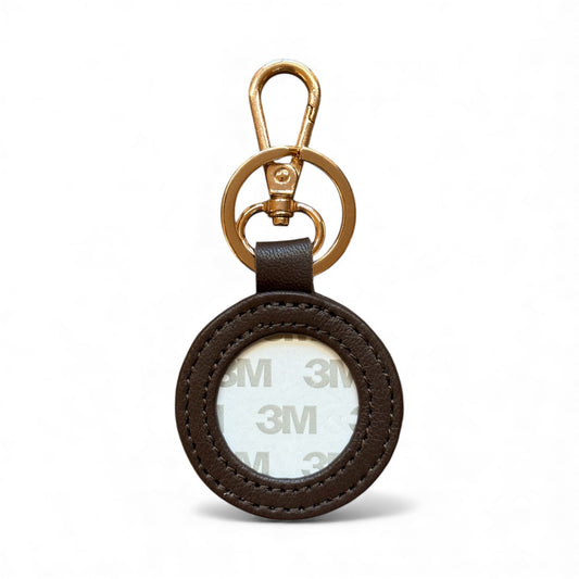 Brown Leather Self Finishing Round Key Fob