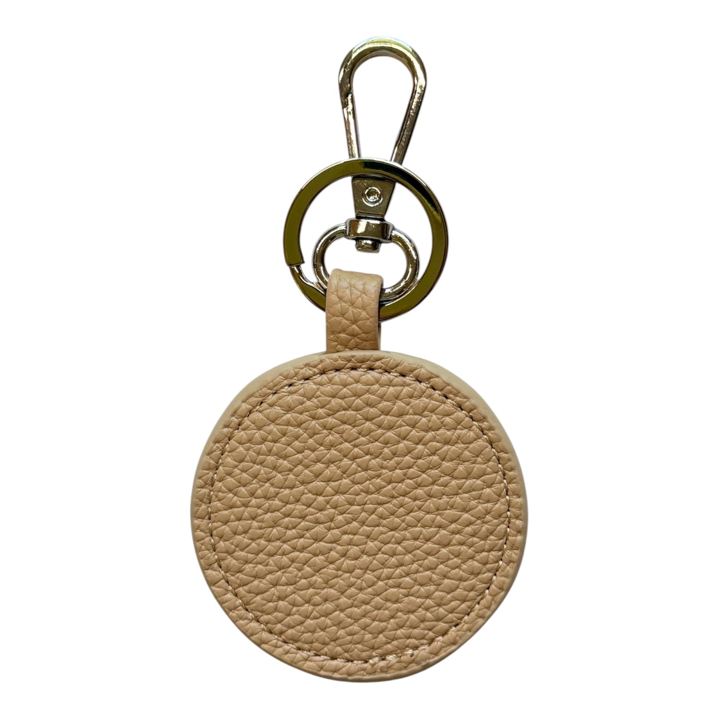 Tan Pebbled Self Finishing Round Key Fob