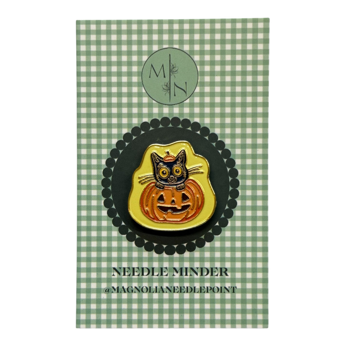 Black Cat in Pumpkin Needle Minder