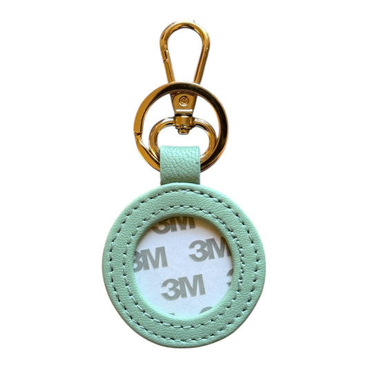 Light Sage Green Leather Self Finishing Round Key Fob