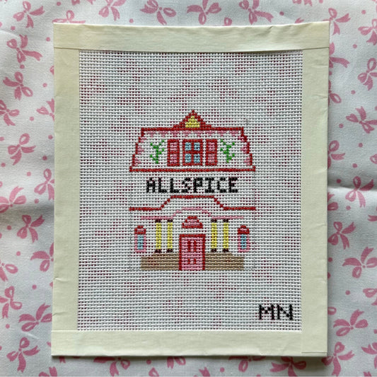 All Spice Shaker Village House Hand Painted Needlepoint Canvas