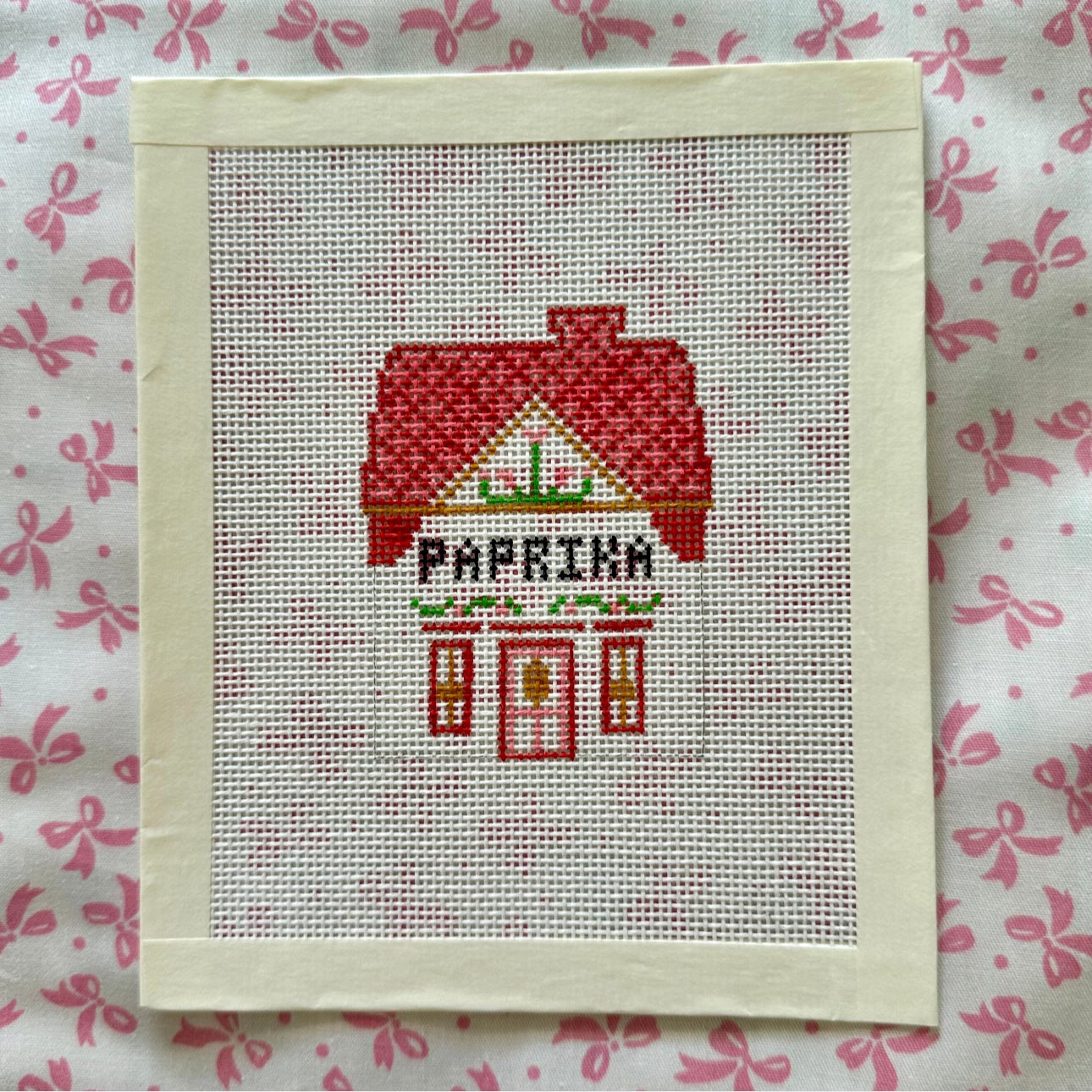 Paprika Shaker Village House Hand Painted Needlepoint Canvas