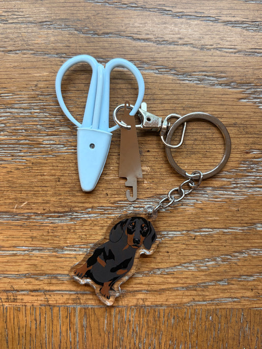 Black & Brown Shorthaired Dachshund Notion Keychain