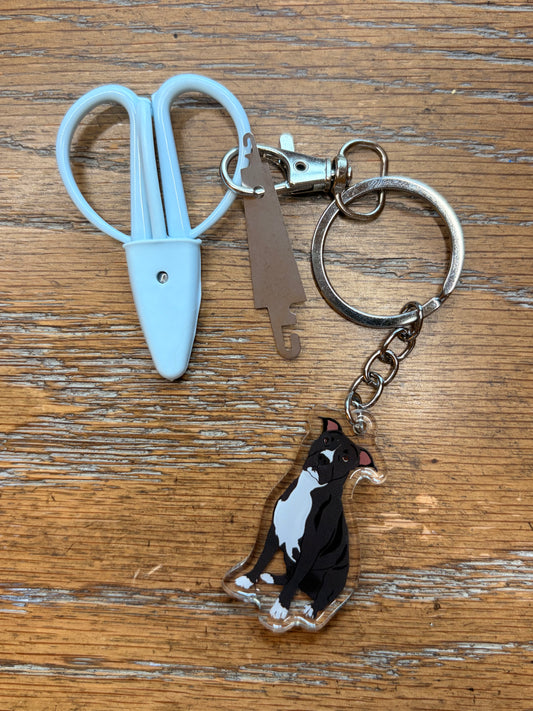 Black & White Pit Bull Notion Keychain